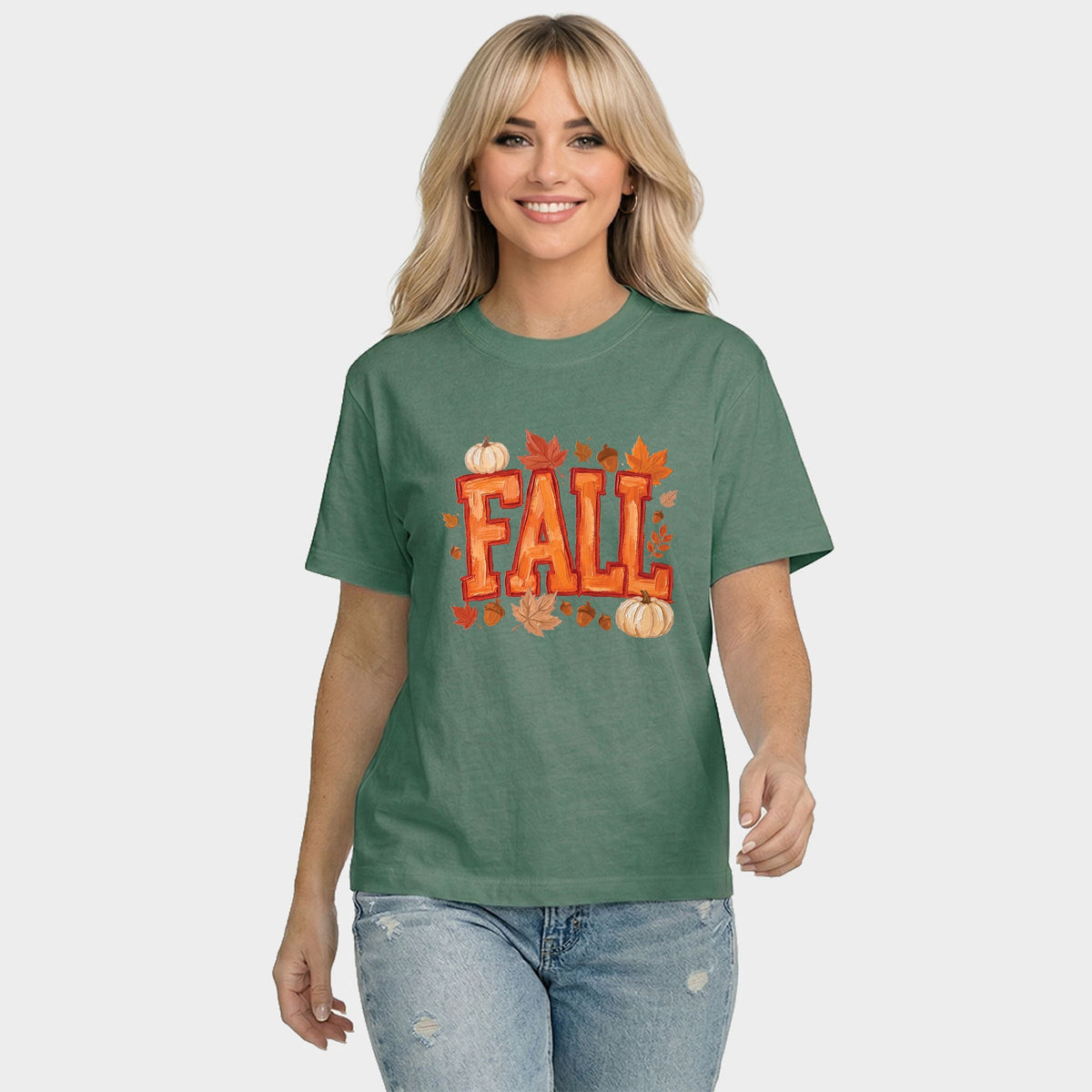 Fall Block Painted - Women's Relaxed Boxy Tee