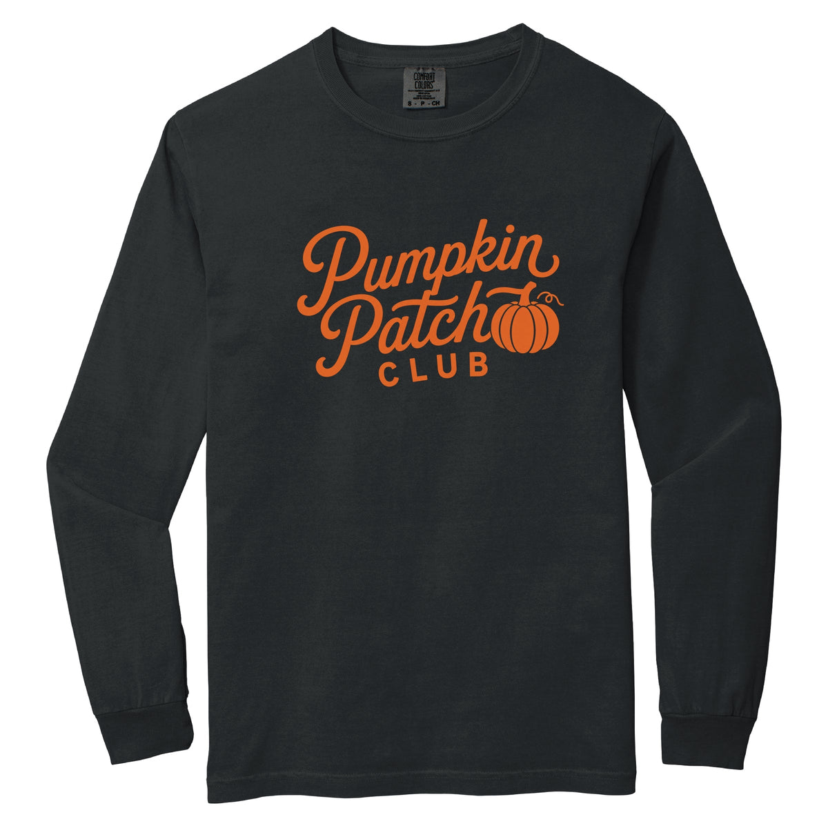 Pumpkin Patch Club Cursive - Women's Garment Dyed Long Sleeve Graphic T-Shirt