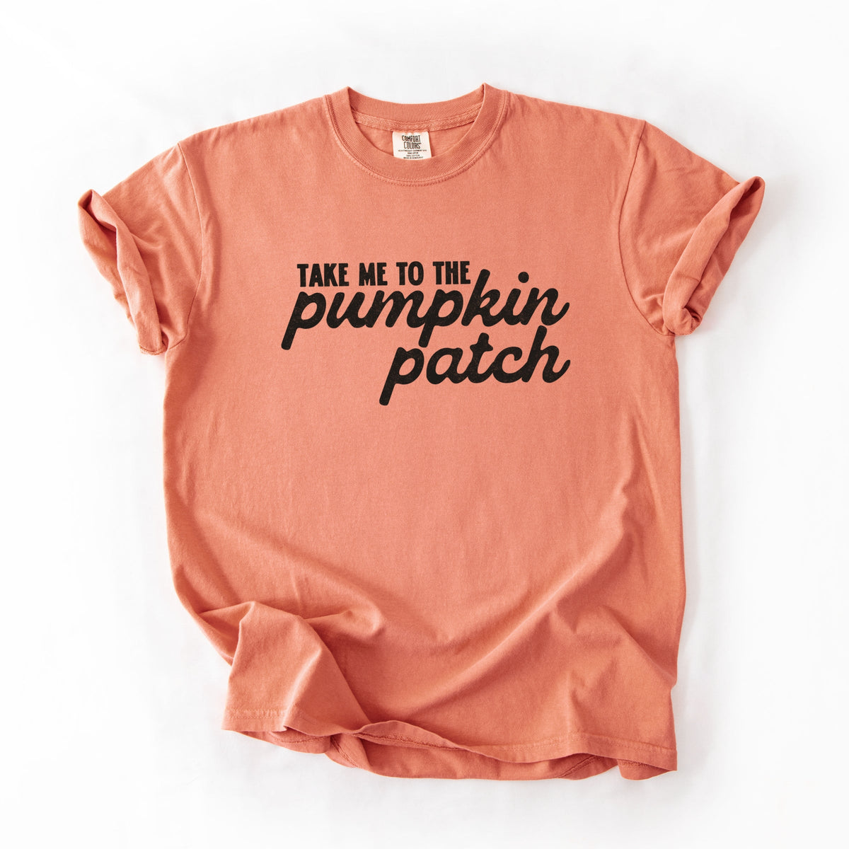 Take me to the Pumpkin Patch Cursive - Women's Garment Dyed Graphic T-Shirt