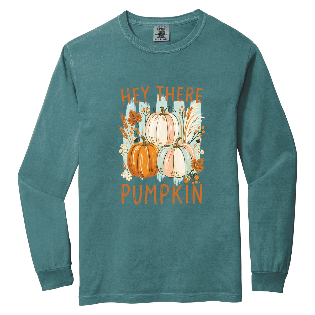 Hey There Pumpkin Fall Foliage - Women's Garment Dyed Long Sleeve Graphic T-Shirt