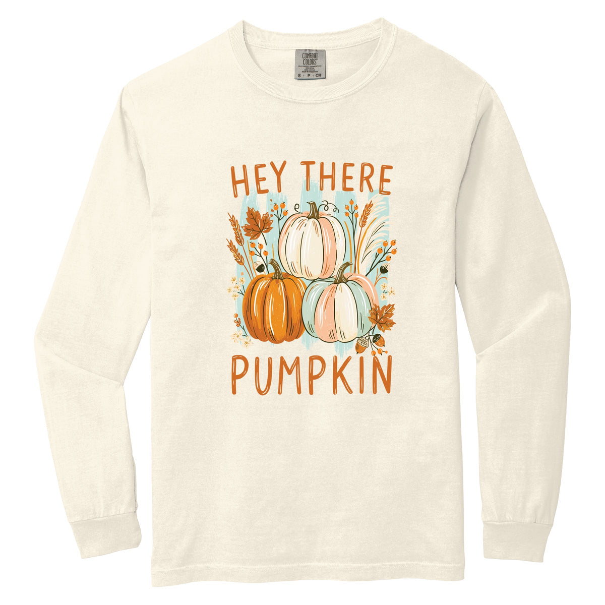Hey There Pumpkin Fall Foliage - Women's Garment Dyed Long Sleeve Graphic T-Shirt