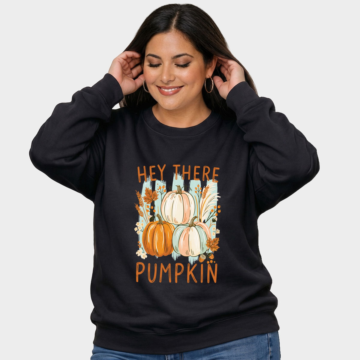 Hey There Pumpkin Fall Foliage - Women's Plus Sized Graphic Sweatshirt