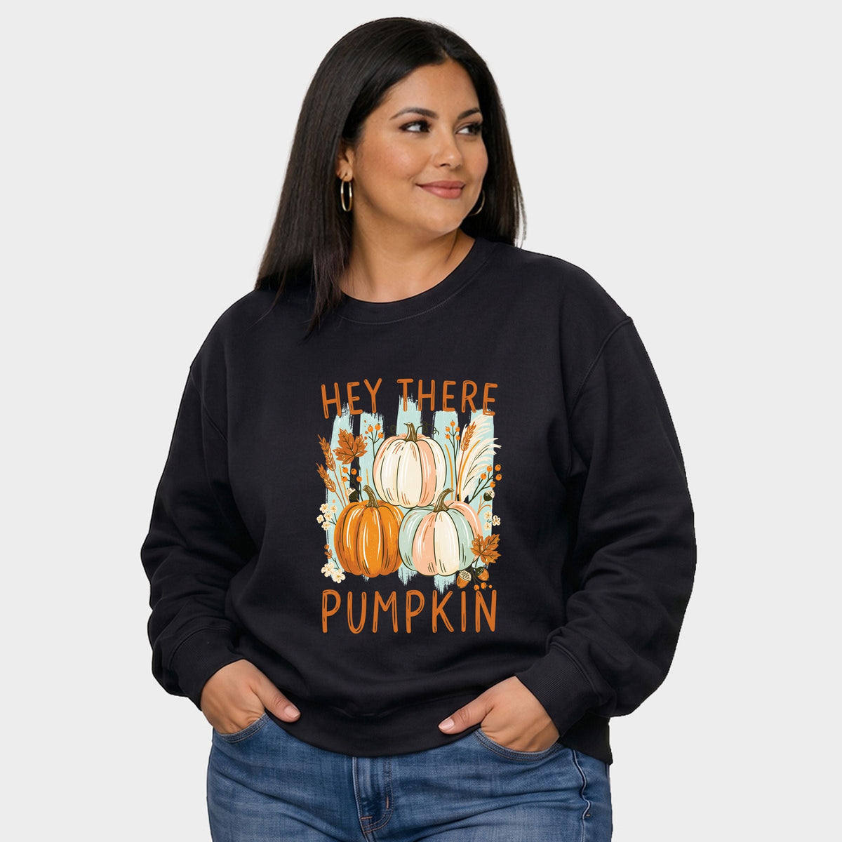 Hey There Pumpkin Fall Foliage - Women's Plus Sized Graphic Sweatshirt
