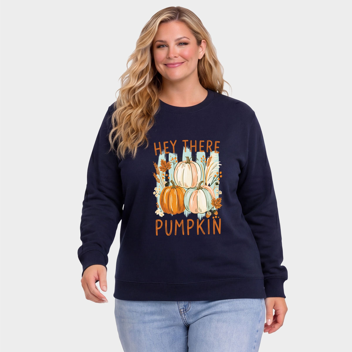 Hey There Pumpkin Fall Foliage - Women's Plus Sized Graphic Sweatshirt