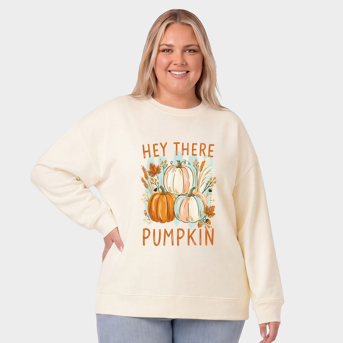 Hey There Pumpkin Fall Foliage - Women's Plus Sized Graphic Sweatshirt