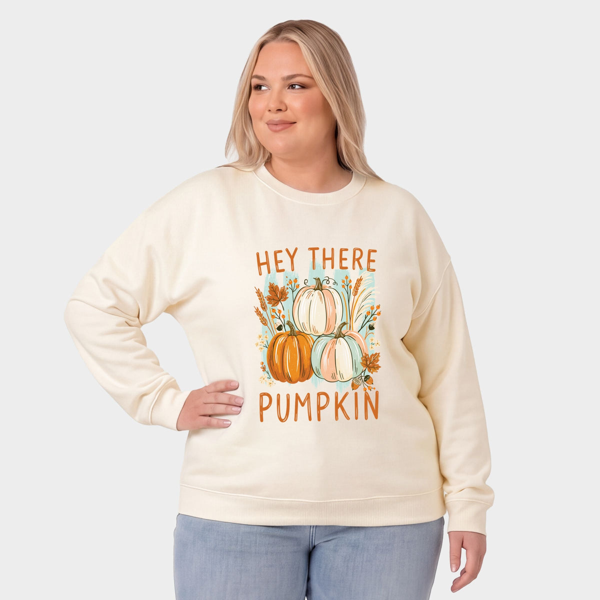 Hey There Pumpkin Fall Foliage - Women's Plus Sized Graphic Sweatshirt