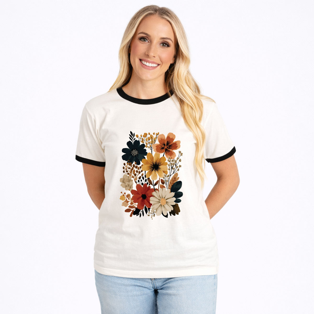 Autumn Floral - Women's Ringer Graphic T-Shirt