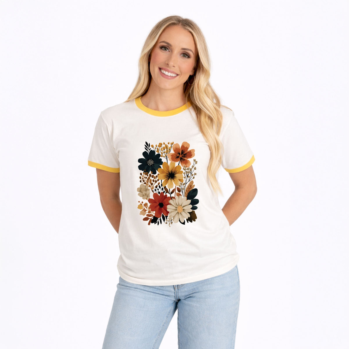 Autumn Floral - Women's Ringer Graphic T-Shirt