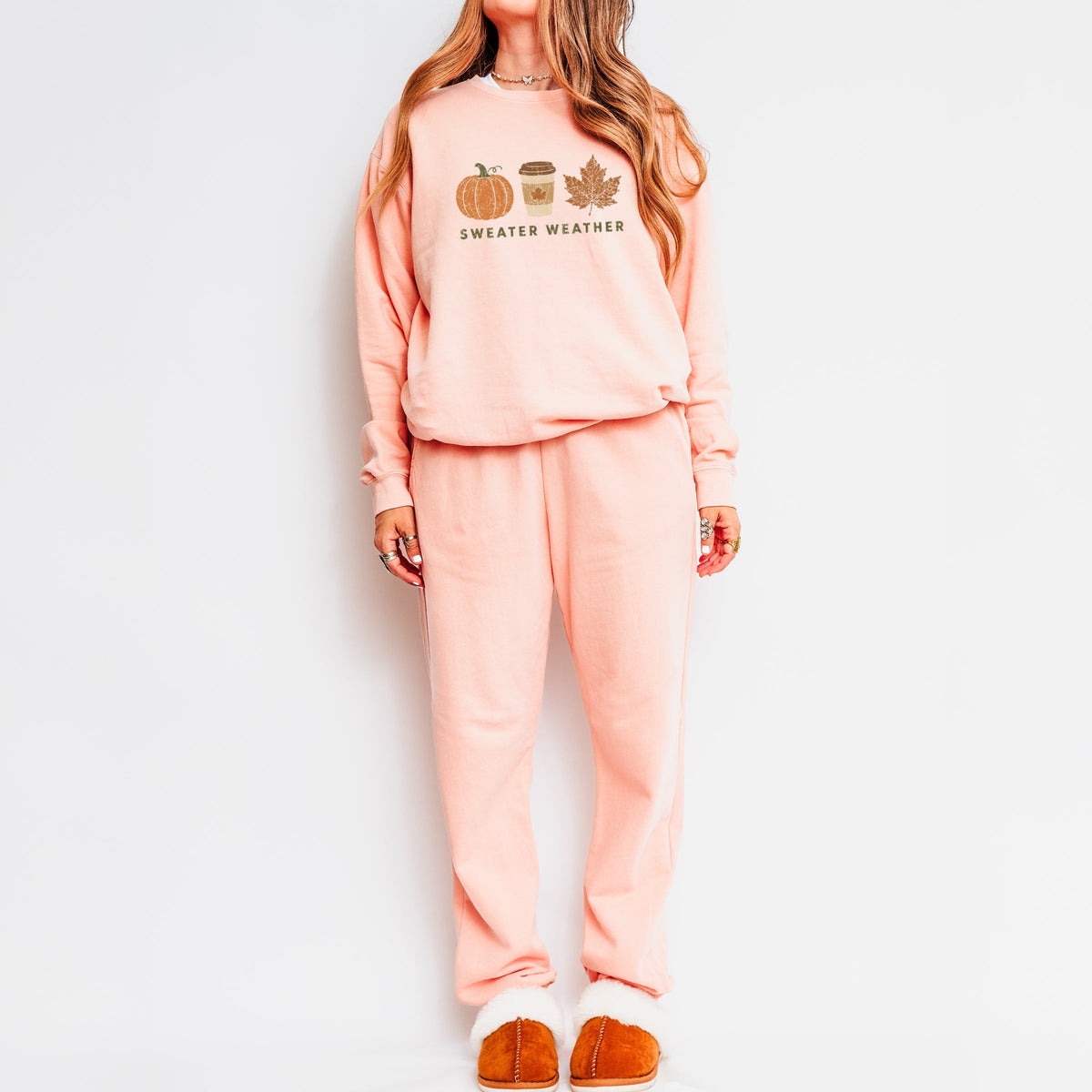 Sweater Weather Coffee Cup - Women's Lightweight Garment Dyed Sweatpants Set