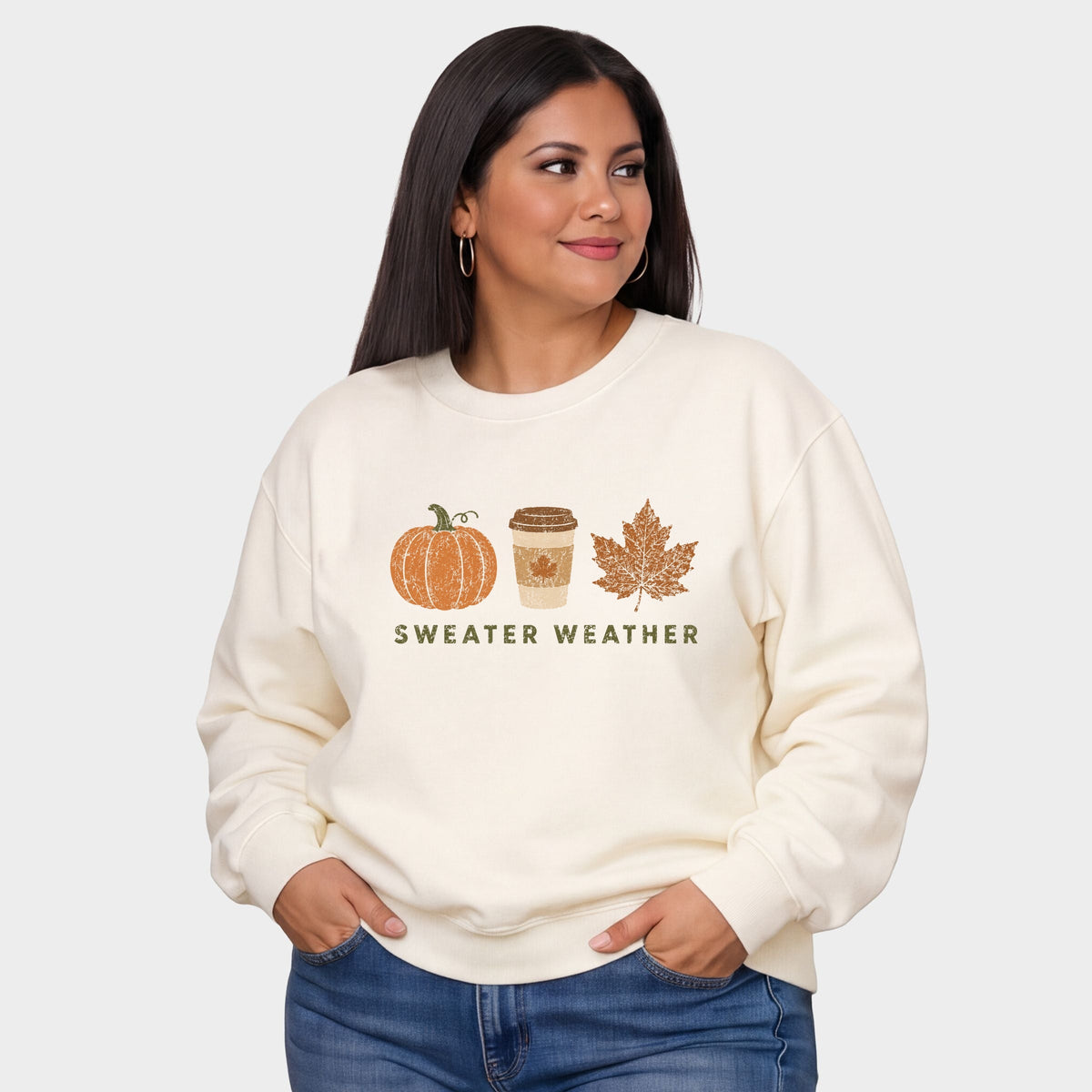 Sweater Weather Coffee Cup - Women's Plus Sized Graphic Sweatshirt