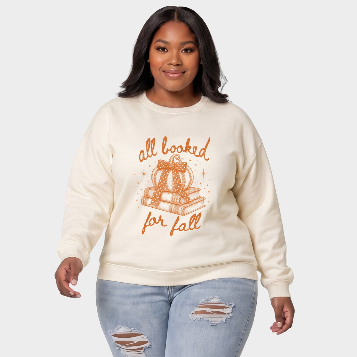 All Booked for fall Sparkles - Women's Plus Sized Graphic Sweatshirt
