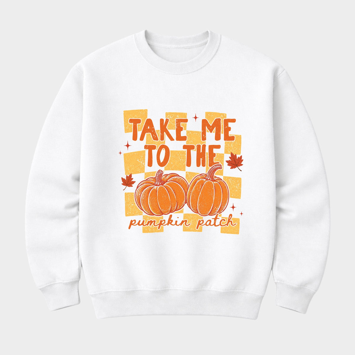 Take me to the Pumpkin Patch Checkered - Women's Plus Sized Graphic Sweatshirt