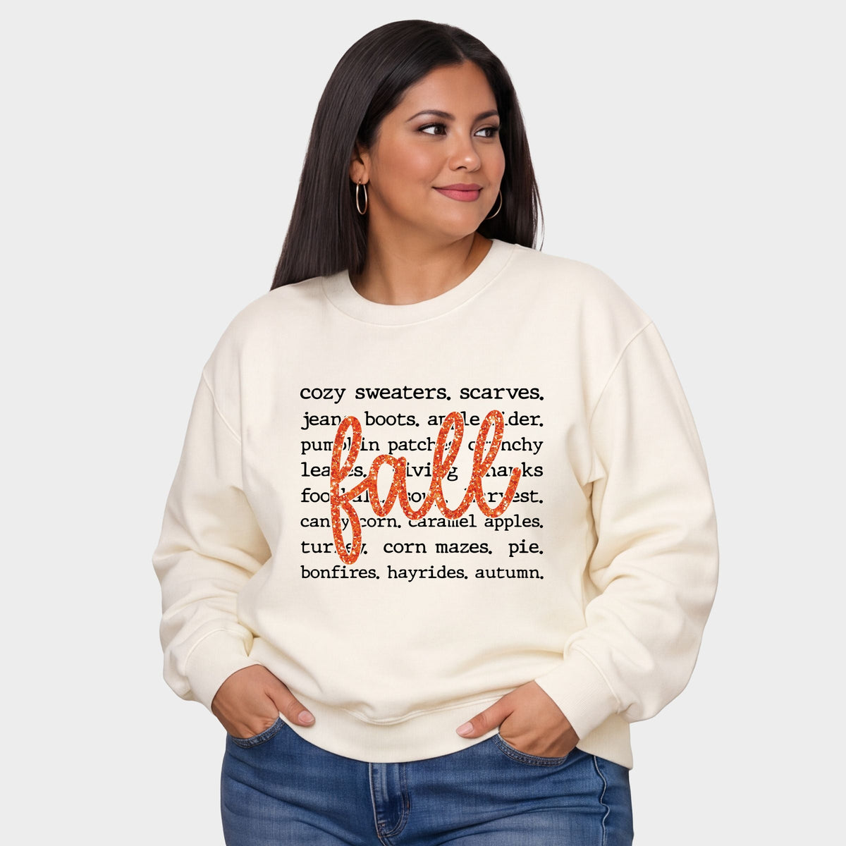 Fall Cursive Text Glitter - Women's Plus Sized Graphic Sweatshirt