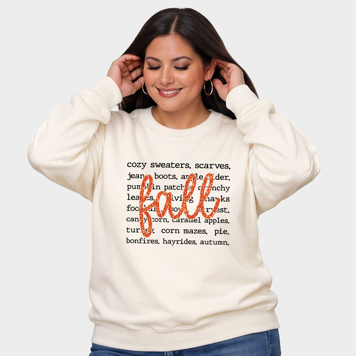 Fall Cursive Text Glitter - Women's Plus Sized Graphic Sweatshirt