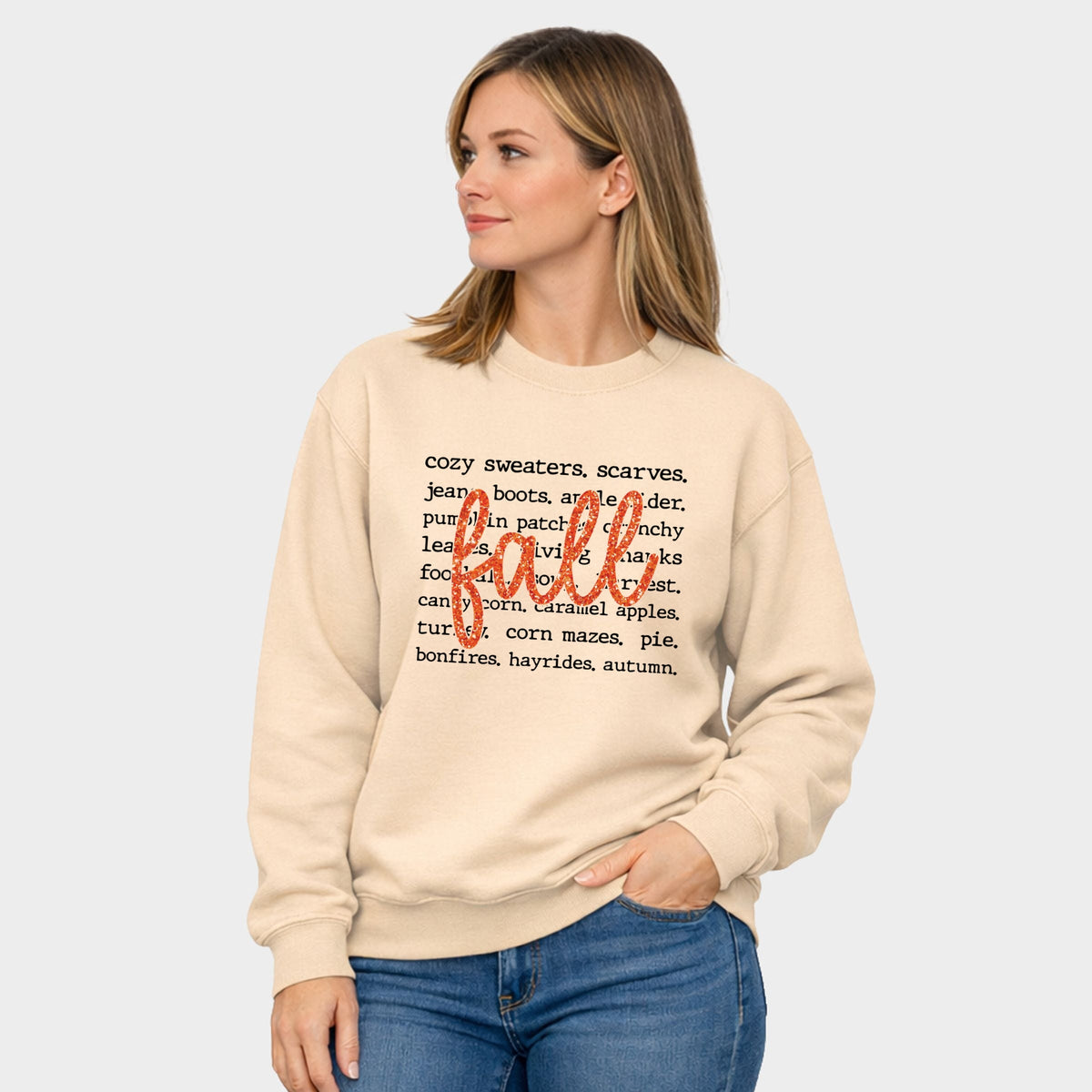 Fall Cursive Text Glitter - Women's Graphic Sweatshirt