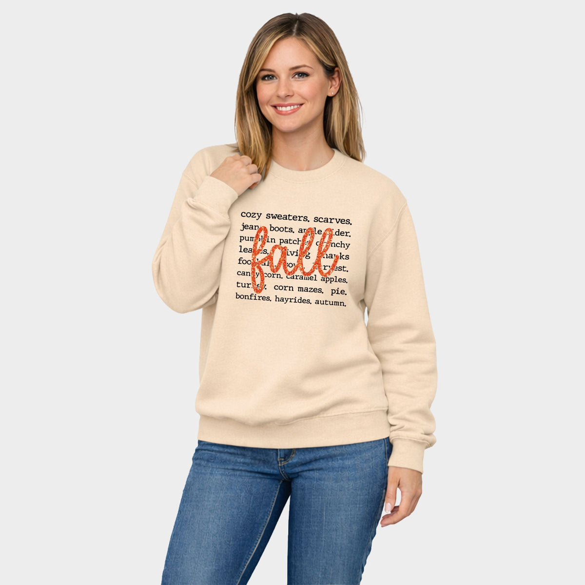 Fall Cursive Text Glitter - Women's Graphic Sweatshirt