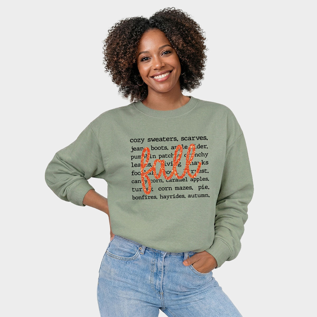 Fall Cursive Text Glitter - Women's Graphic Sweatshirt