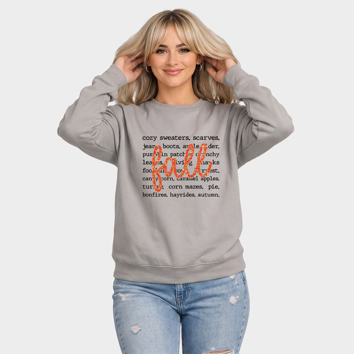 Fall Cursive Text Glitter - Women's Graphic Sweatshirt