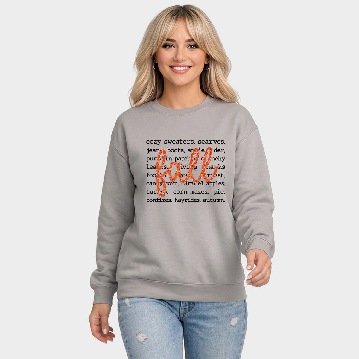 Fall Cursive Text Glitter - Women's Graphic Sweatshirt