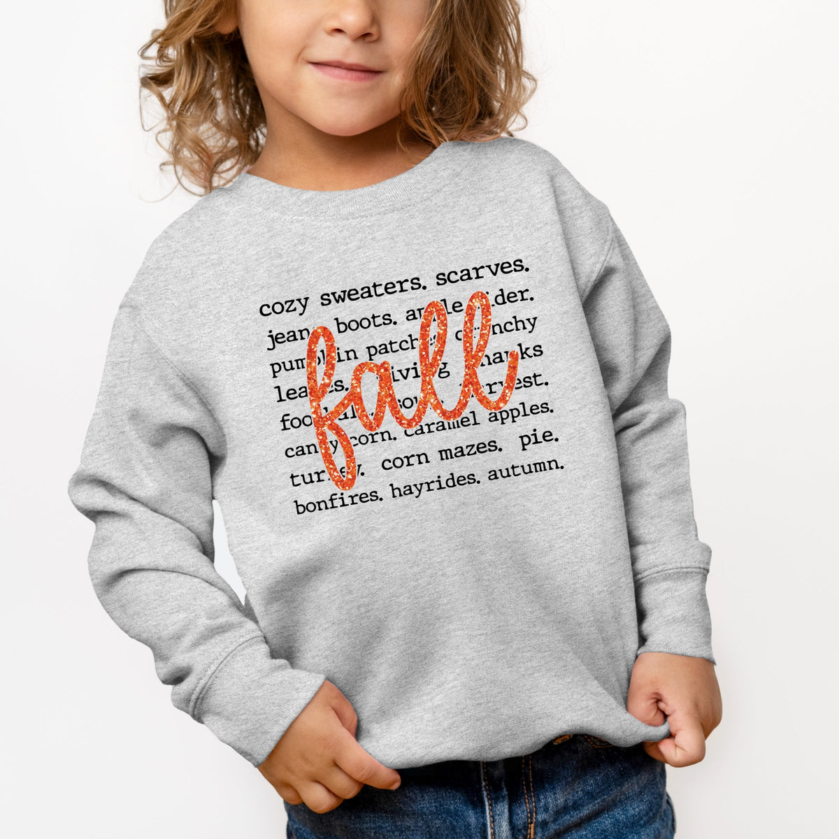 Fall Cursive Text Glitter - Toddler Graphic Sweatshirt