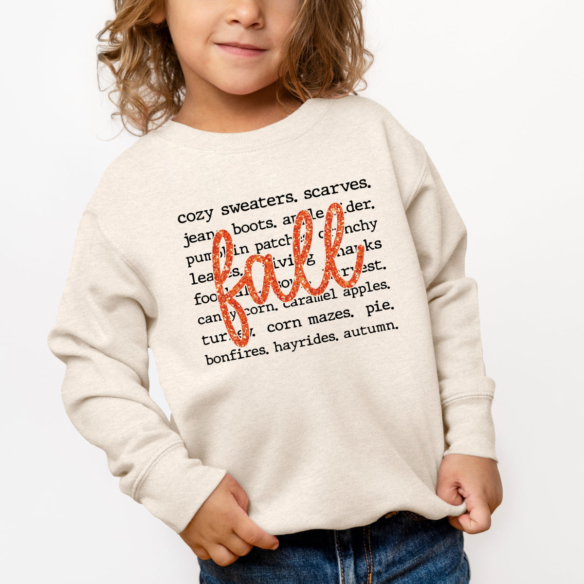 Fall Cursive Text Glitter - Toddler Graphic Sweatshirt