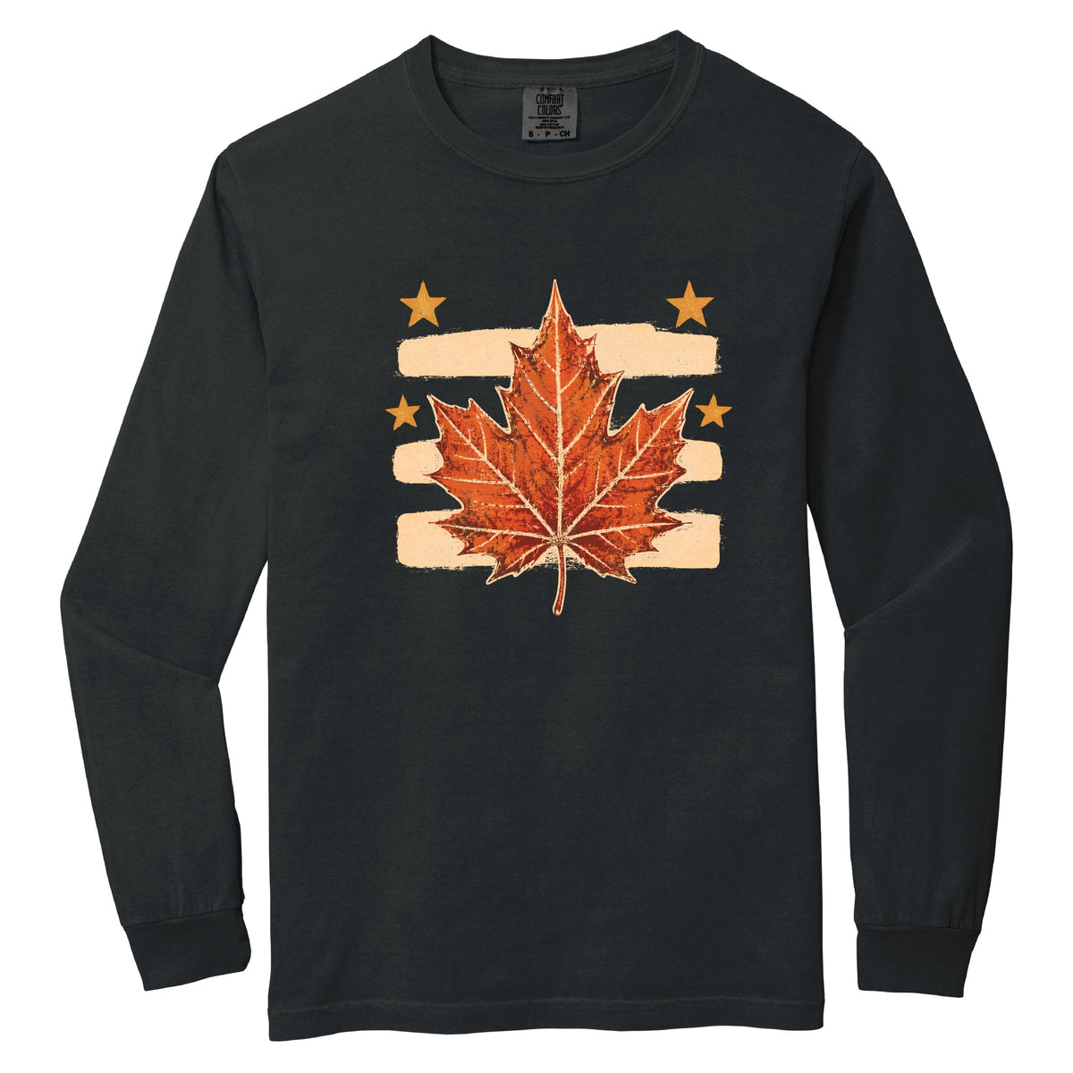 Fall Leaf Stripes - Women's Garment Dyed Long Sleeve Graphic T-Shirt