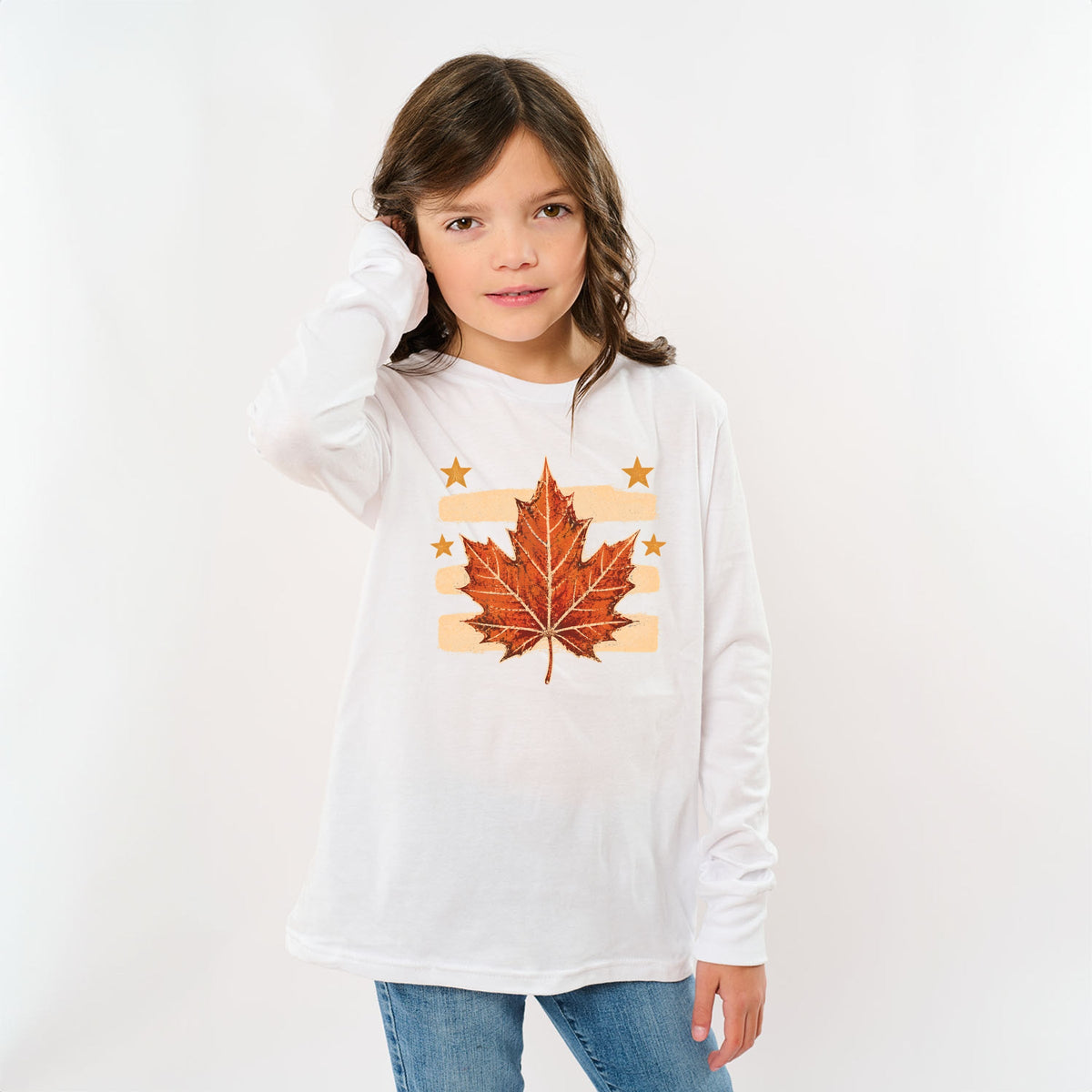Fall Leaf Stripes - Youth Long Sleeve Graphic T-Shirt