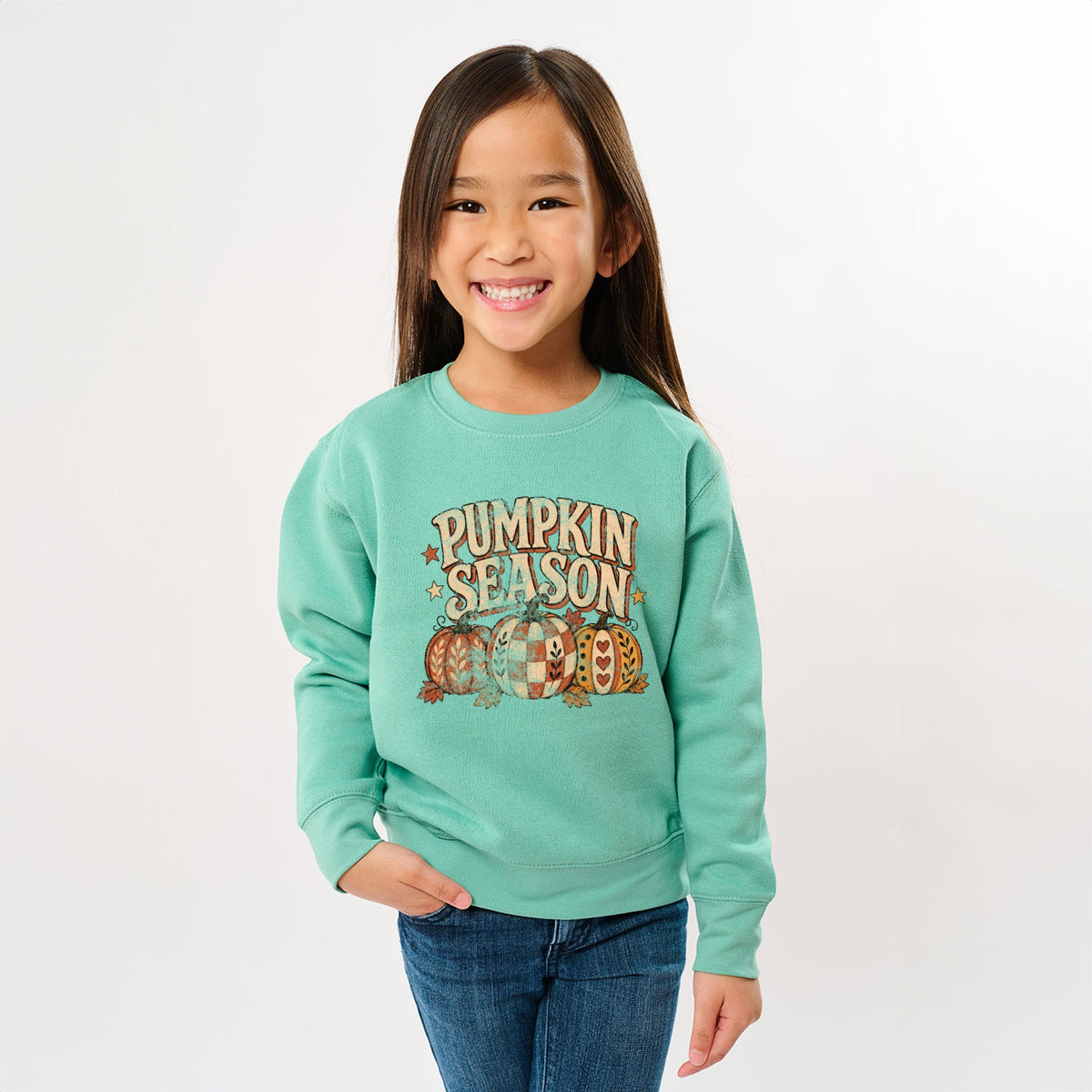 Pumpkin Season Pattern Stars - Youth Graphic Sweatshirt