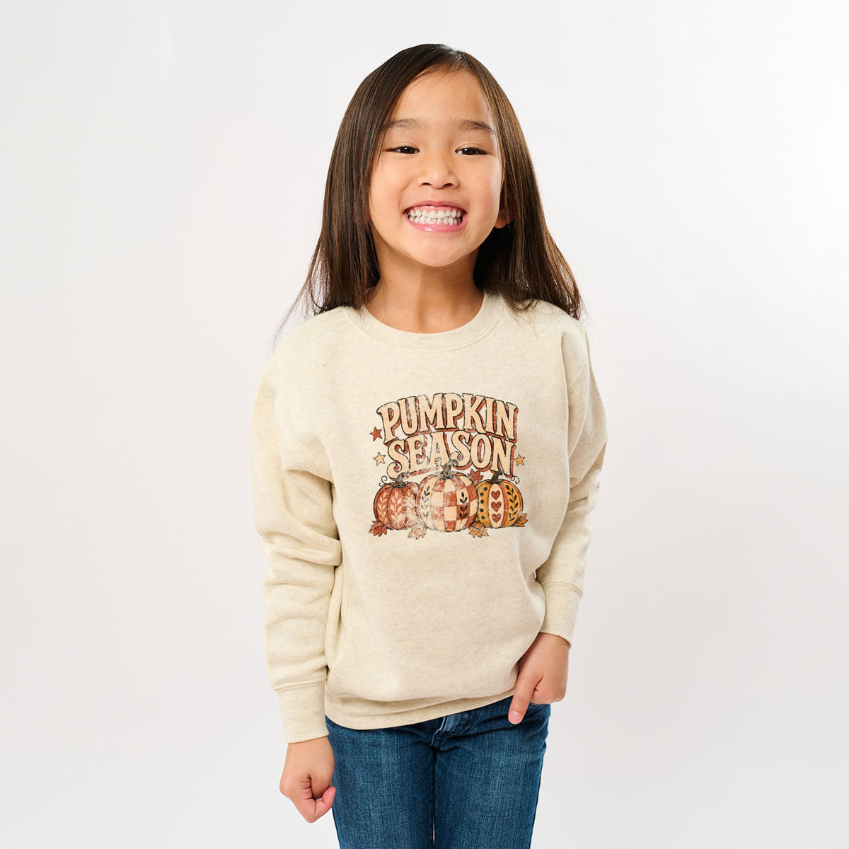Pumpkin Season Pattern Stars - Youth Graphic Sweatshirt