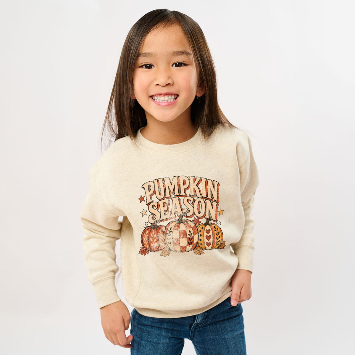 Pumpkin Season Pattern Stars - Youth Graphic Sweatshirt