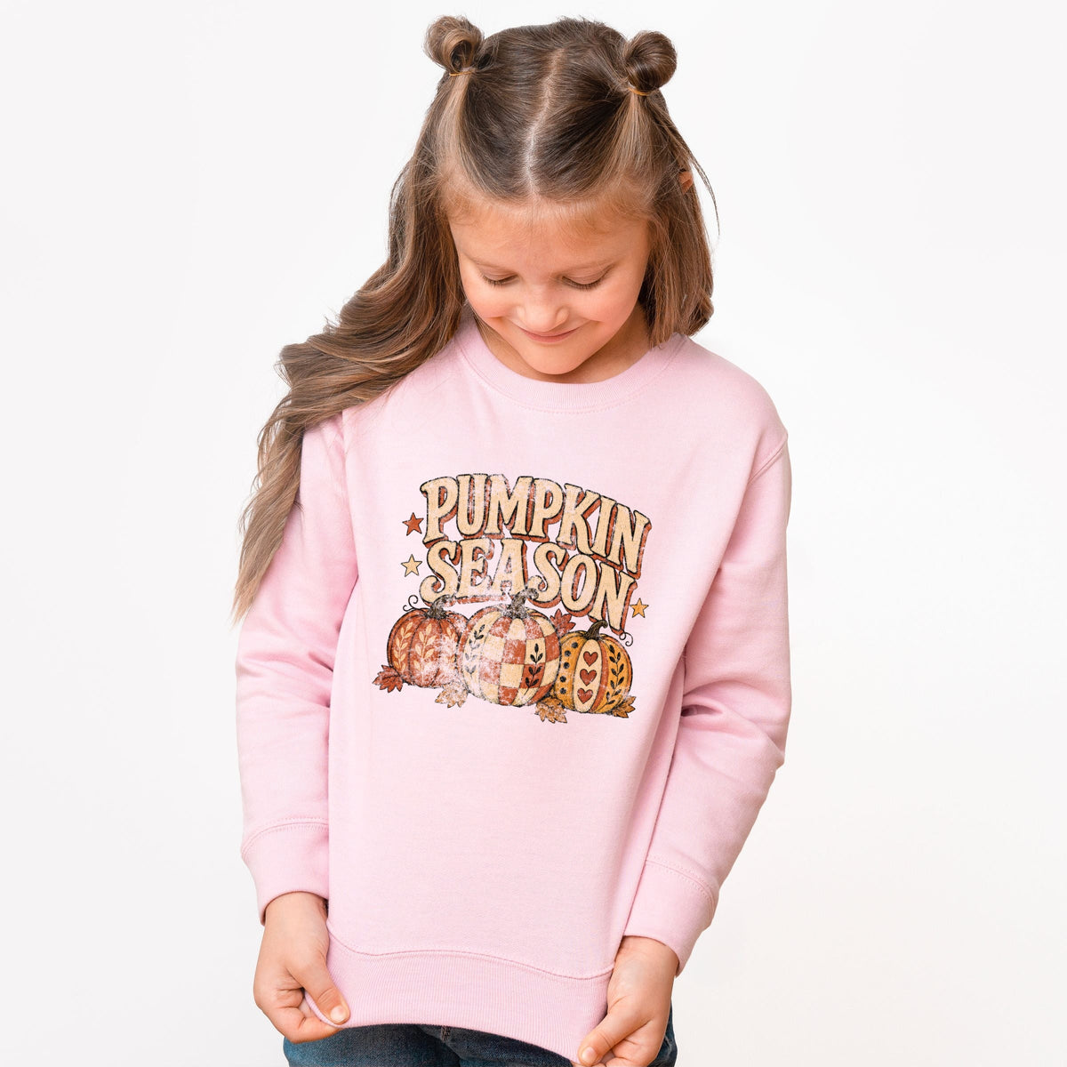 Pumpkin Season Pattern Stars - Youth Graphic Sweatshirt