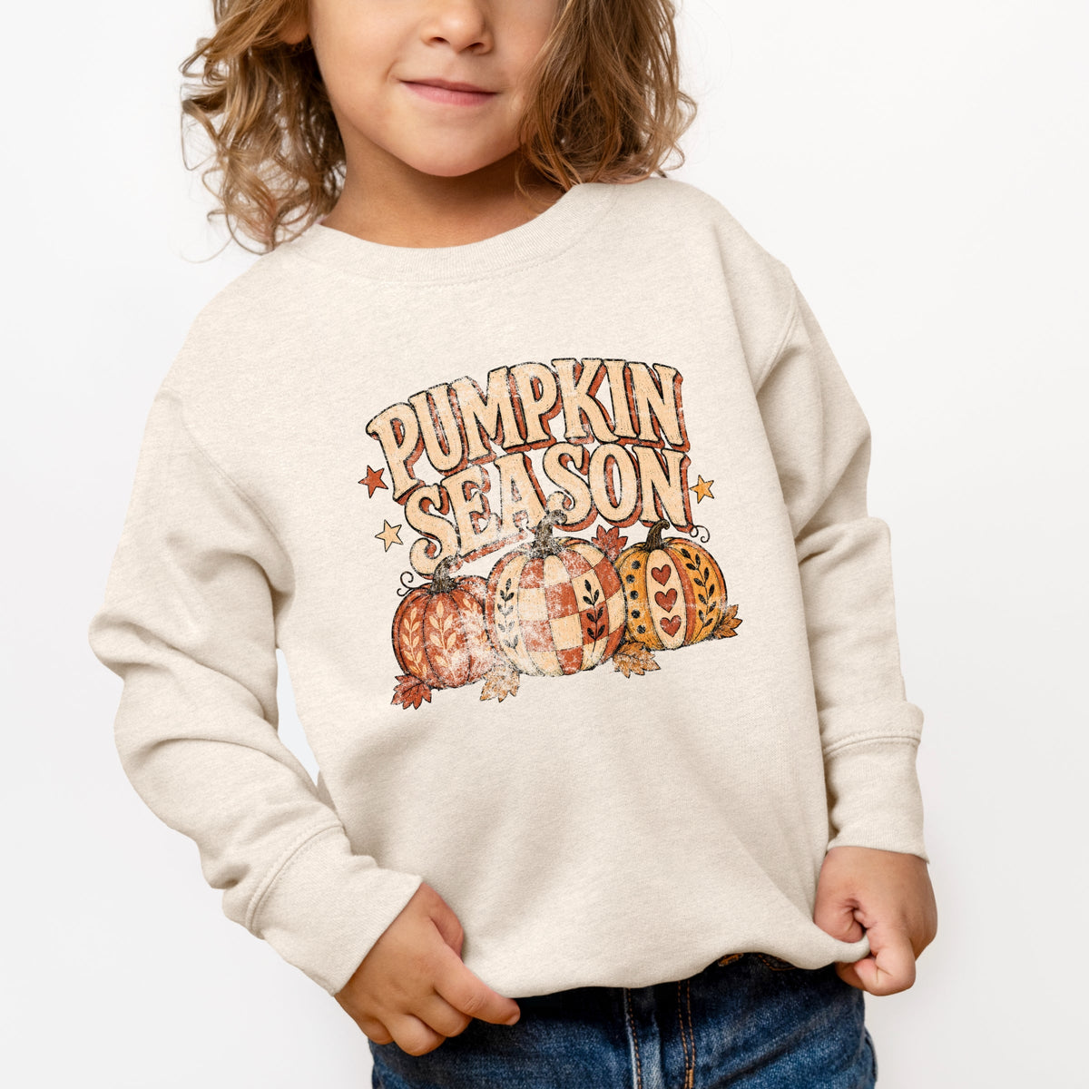 Pumpkin Season Pattern Stars - Toddler Graphic Sweatshirt