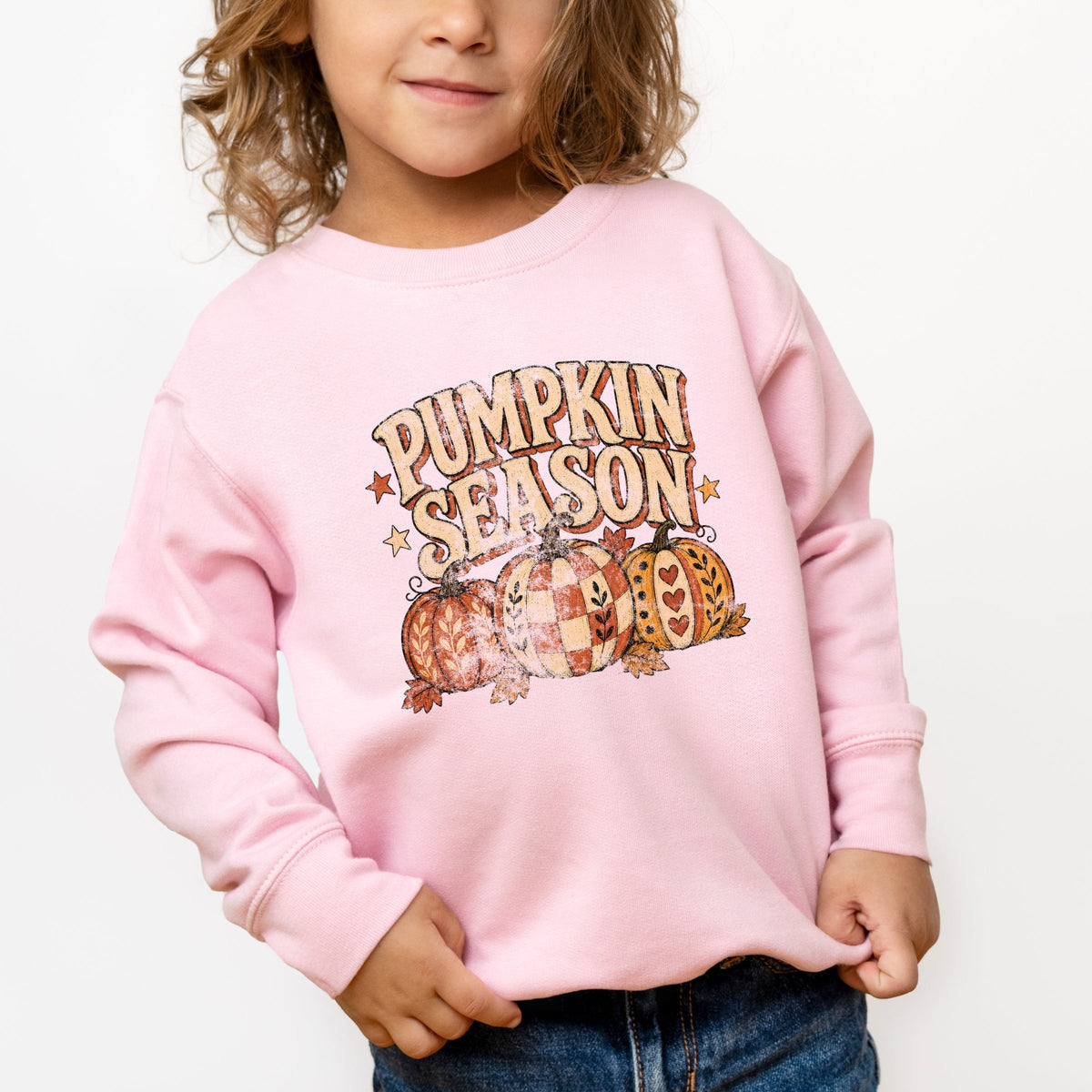 Pumpkin Season Pattern Stars - Toddler Graphic Sweatshirt