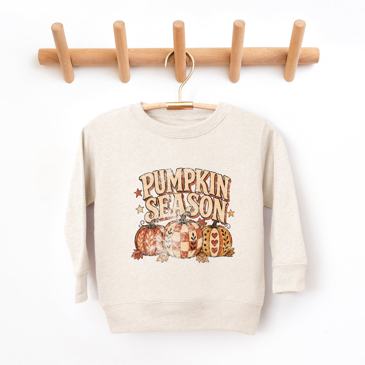 Pumpkin Season Pattern Stars - Toddler Graphic Sweatshirt