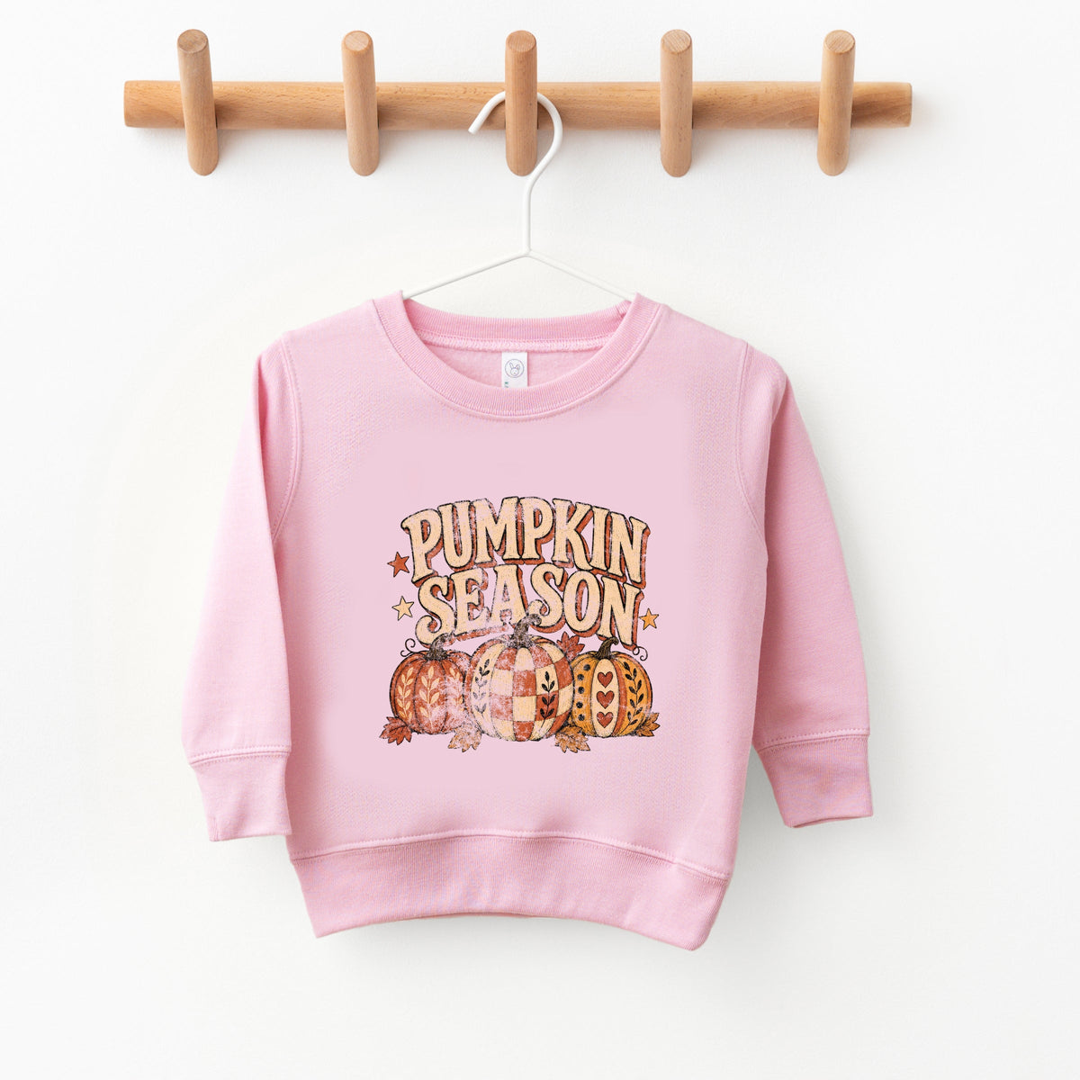 Pumpkin Season Pattern Stars - Toddler Graphic Sweatshirt