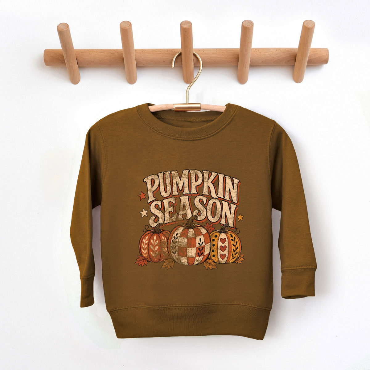 Pumpkin Season Pattern Stars - Toddler Graphic Sweatshirt