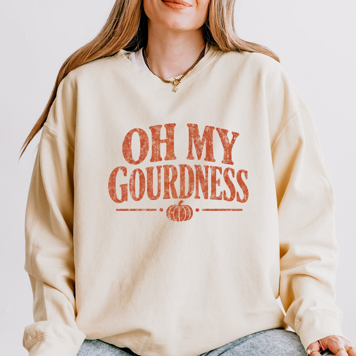 Oh My Gourdness Distressed - Women's Lightweight Garment Dyed Sweatshirt