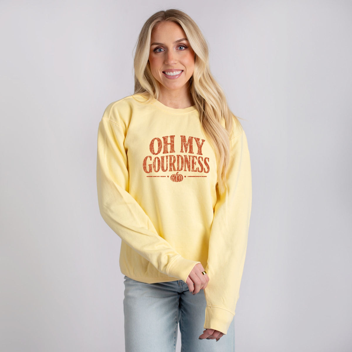 Oh My Gourdness Distressed - Women's Lightweight Garment Dyed Sweatshirt