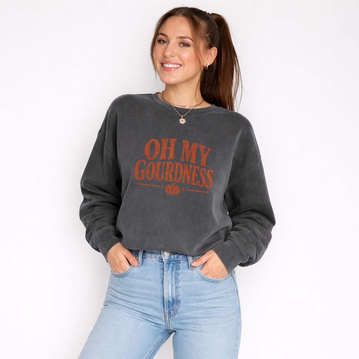 Oh My Gourdness Distressed - Women's Lightweight Garment Dyed Sweatshirt