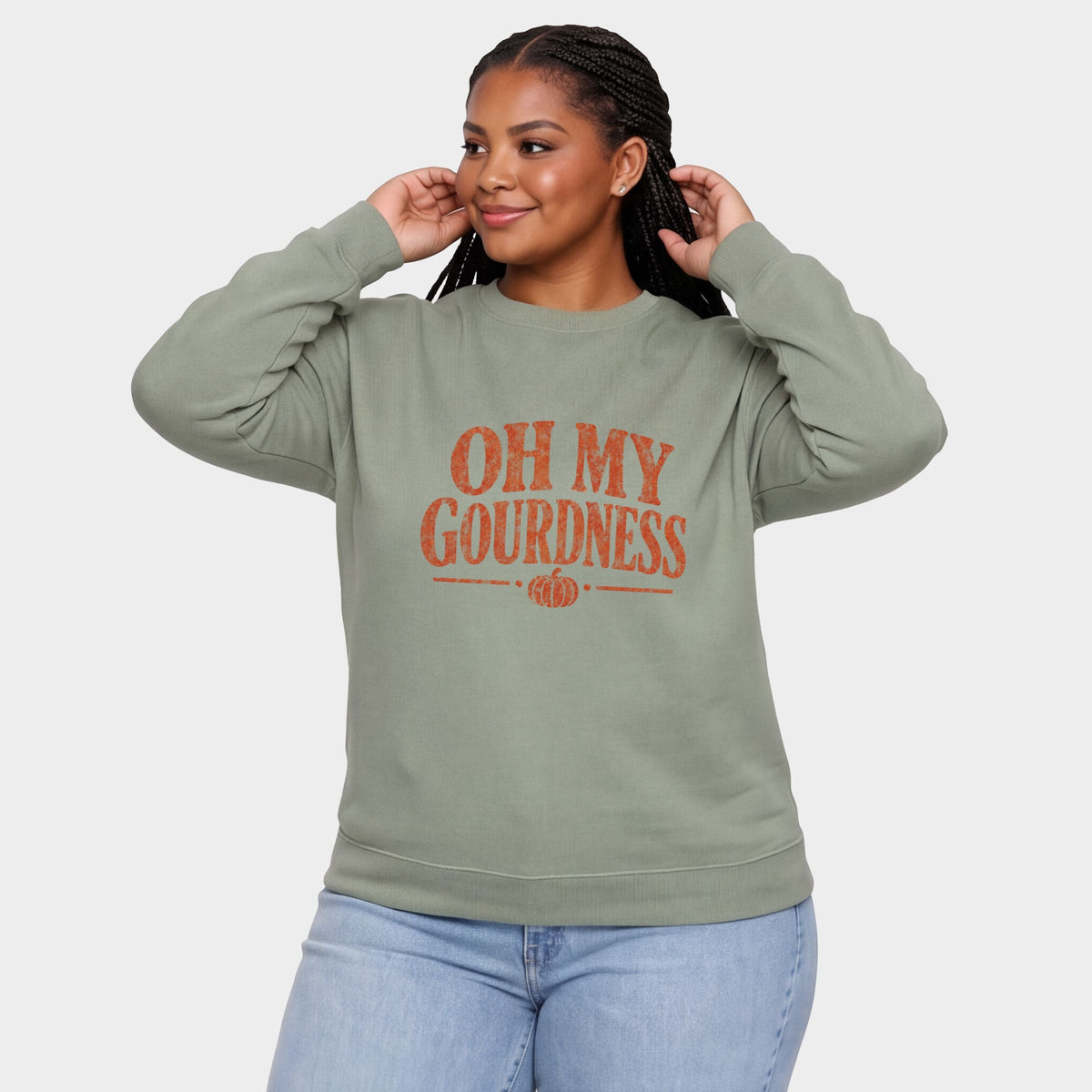 Oh My Gourdness Distressed - Women's Plus Sized Graphic Sweatshirt