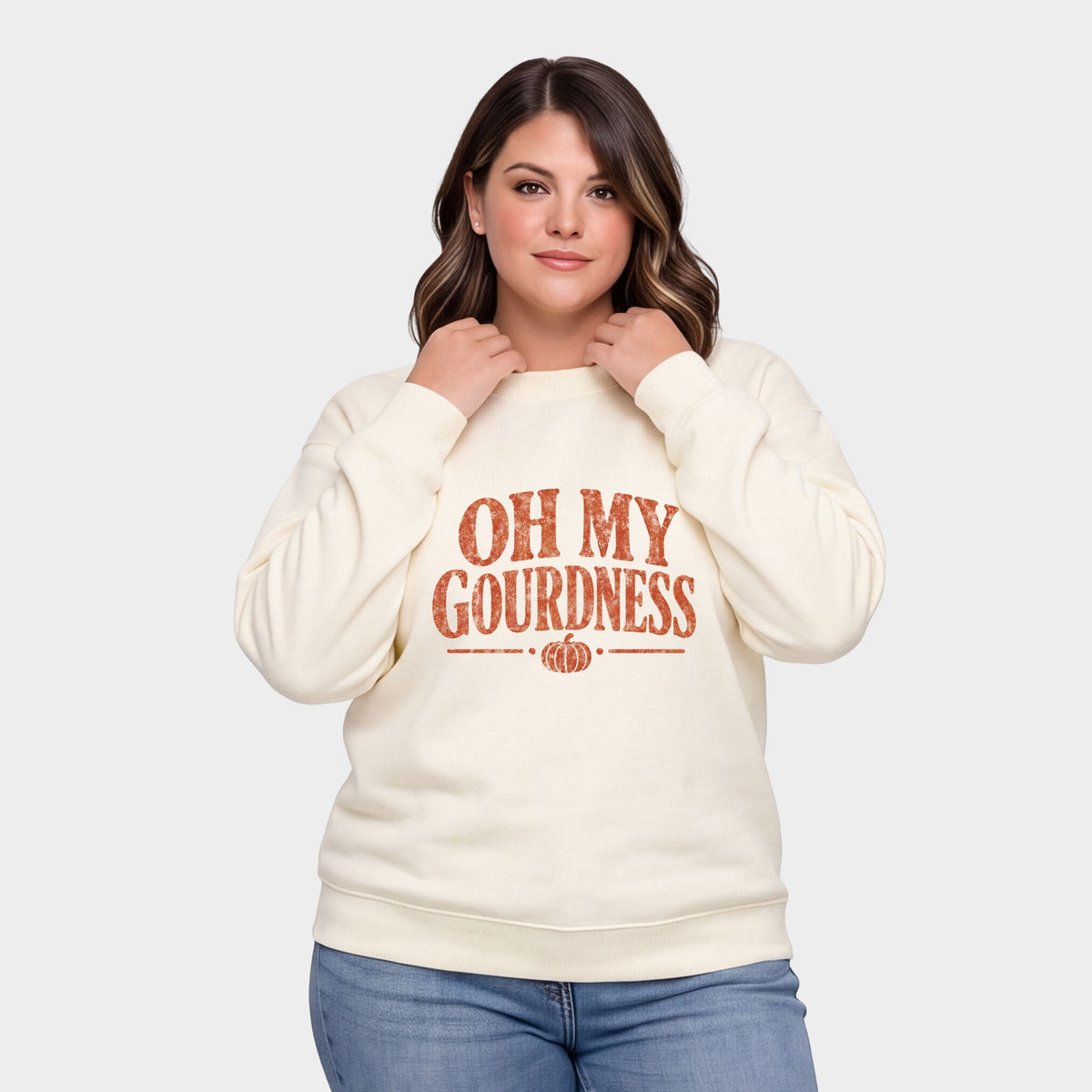 Oh My Gourdness Distressed - Women's Plus Sized Graphic Sweatshirt