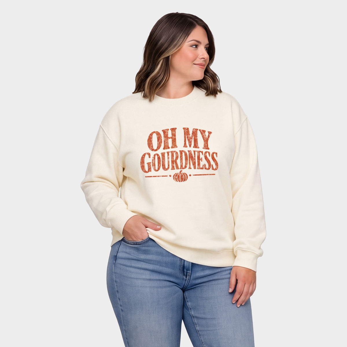 Oh My Gourdness Distressed - Women's Plus Sized Graphic Sweatshirt