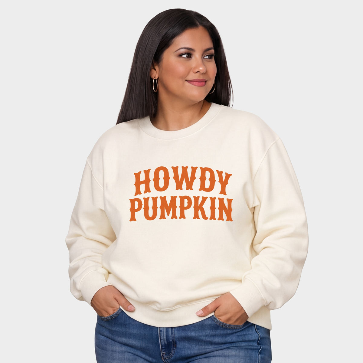 Howdy Pumpkin Western - Women's Plus Sized Graphic Sweatshirt