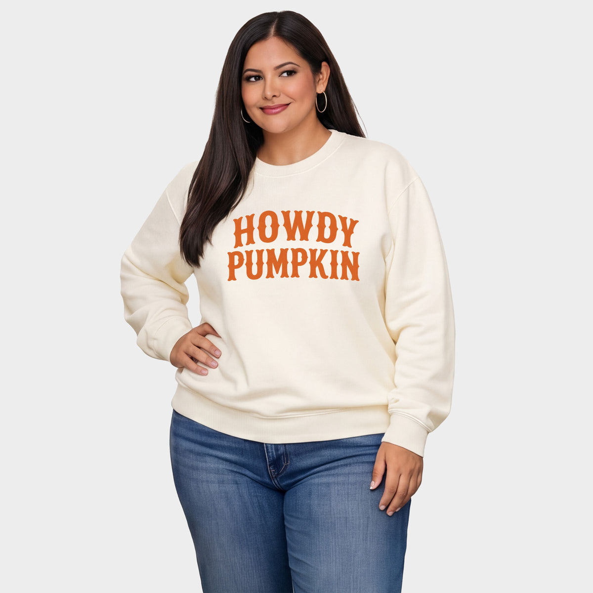 Howdy Pumpkin Western - Women's Plus Sized Graphic Sweatshirt
