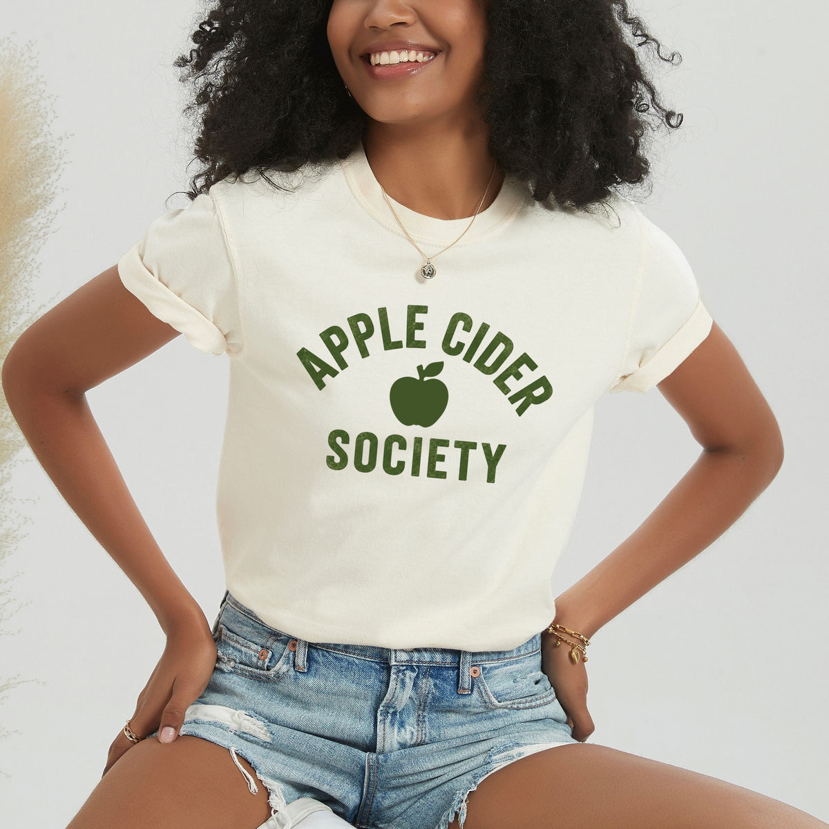 Apple Cider Society Arched - Women's Garment Dyed Graphic T-Shirt