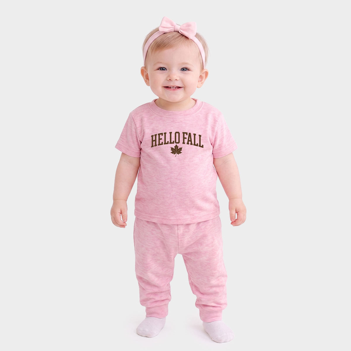 Hello Fall Leaf - Infant Jogger Pant Crew Set