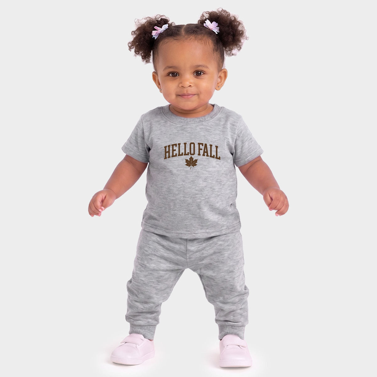 Hello Fall Leaf - Infant Jogger Pant Crew Set
