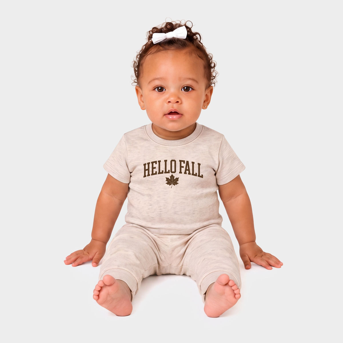 Hello Fall Leaf - Infant Jogger Pant Crew Set