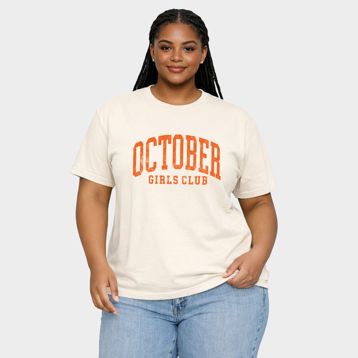 October Girls Club - Women's Plus Sized Garment Dyed Graphic T-Shirt