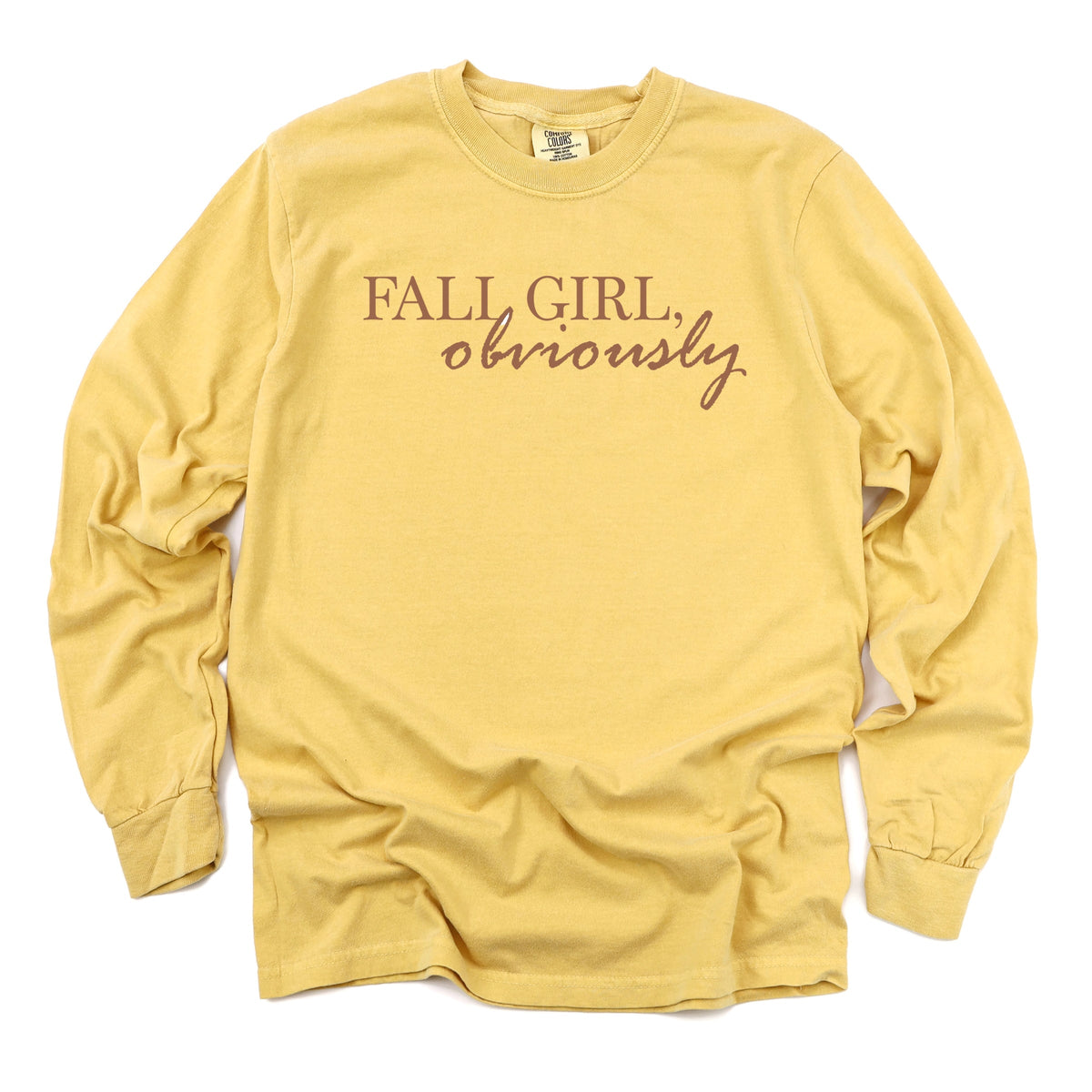 Fall Girl Obviously - Women's Garment Dyed Long Sleeve Graphic T-Shirt